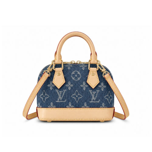Louis Vuitton Nano Alma Monogram Canvas Denim Handbag Blue 16Cm