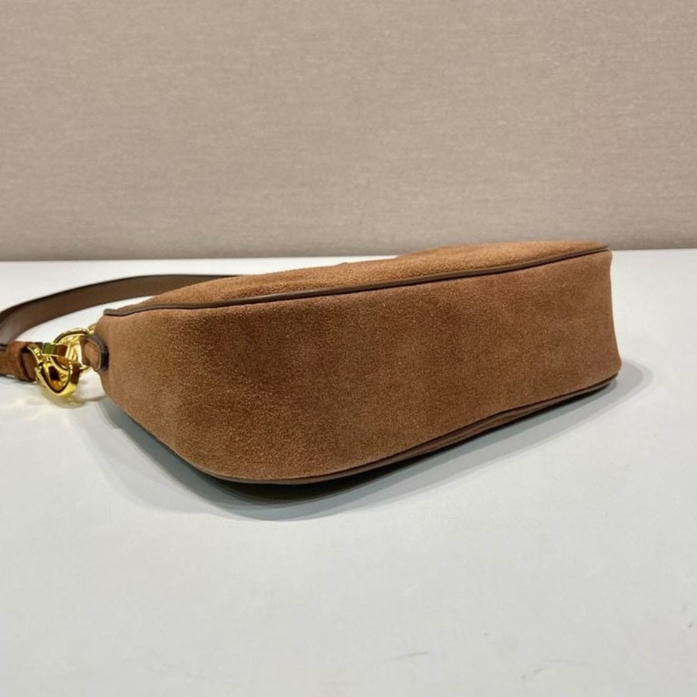 Prada Re Edition Mini Suede Shoulder Bag Dark Brown 28Cm 1Bc204 2C4S F0324 V Qoo - Image 8