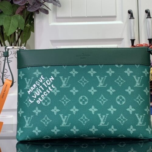 Alternative view of Louis Vuitton Pochette Voyage Souple Monogram Heritage Clutch Bag Green 21Cm M12665