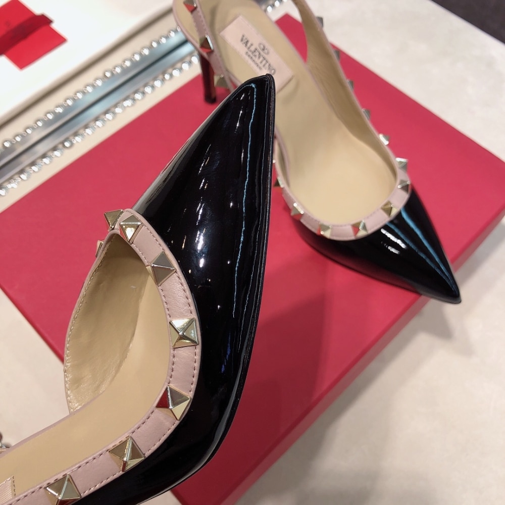 Valentino Garavani Rockstud Slingback Pump Patent Leather Black 85mm - Image 4