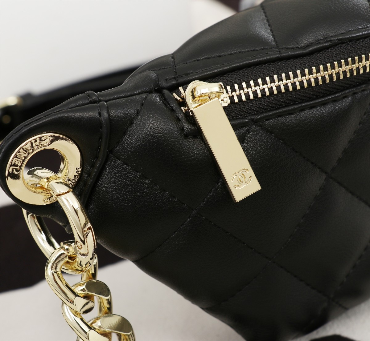 Chanel Waist Bag Gold Tone Metal In Black 23cm - Image 6