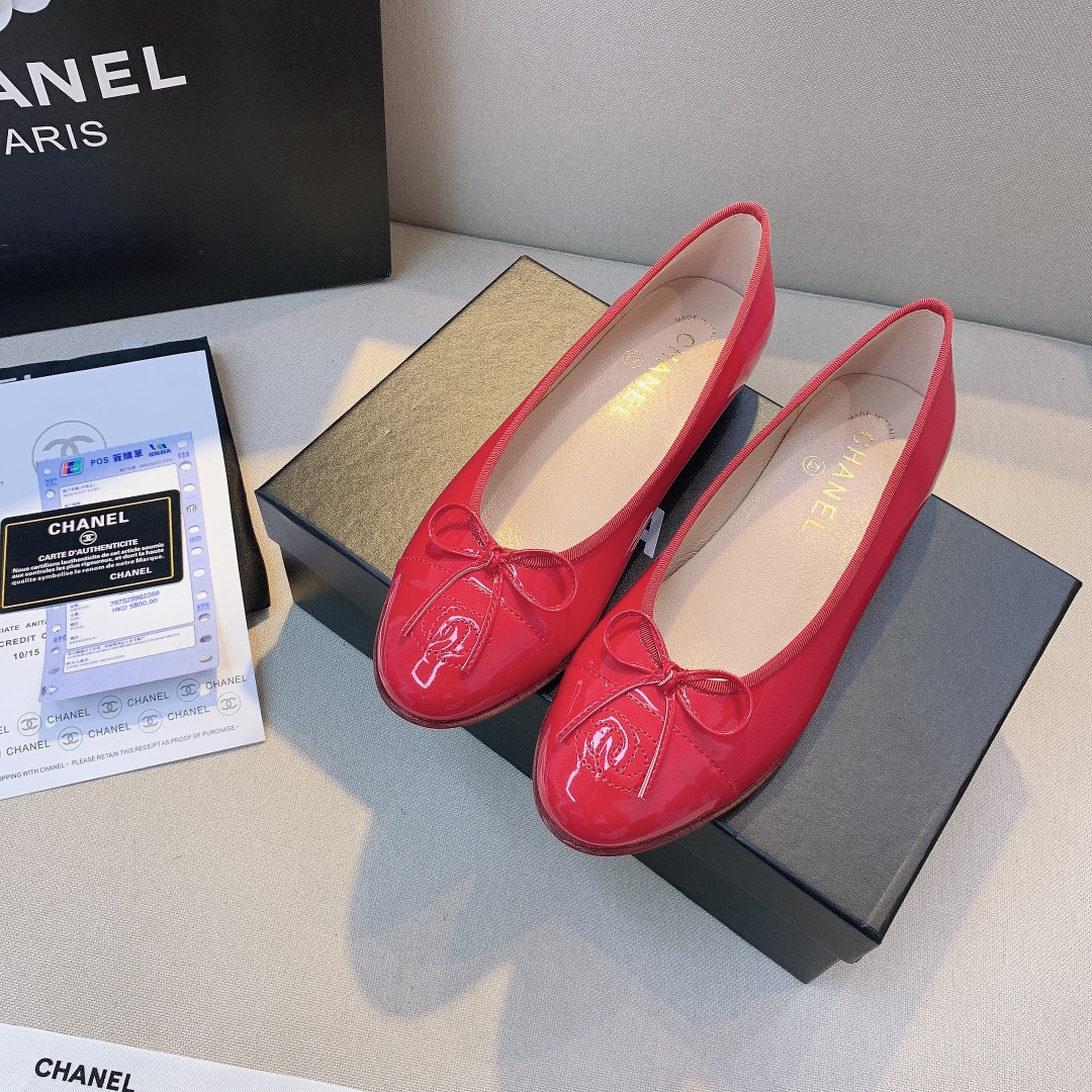 Chanel Ballerina Flat Patent Leather Red - Image 2
