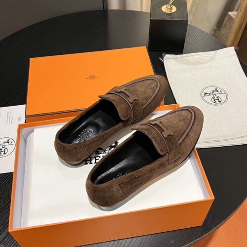 Alternative view of Hermes Paris Loafers Suede Brown H242899Z ABC390