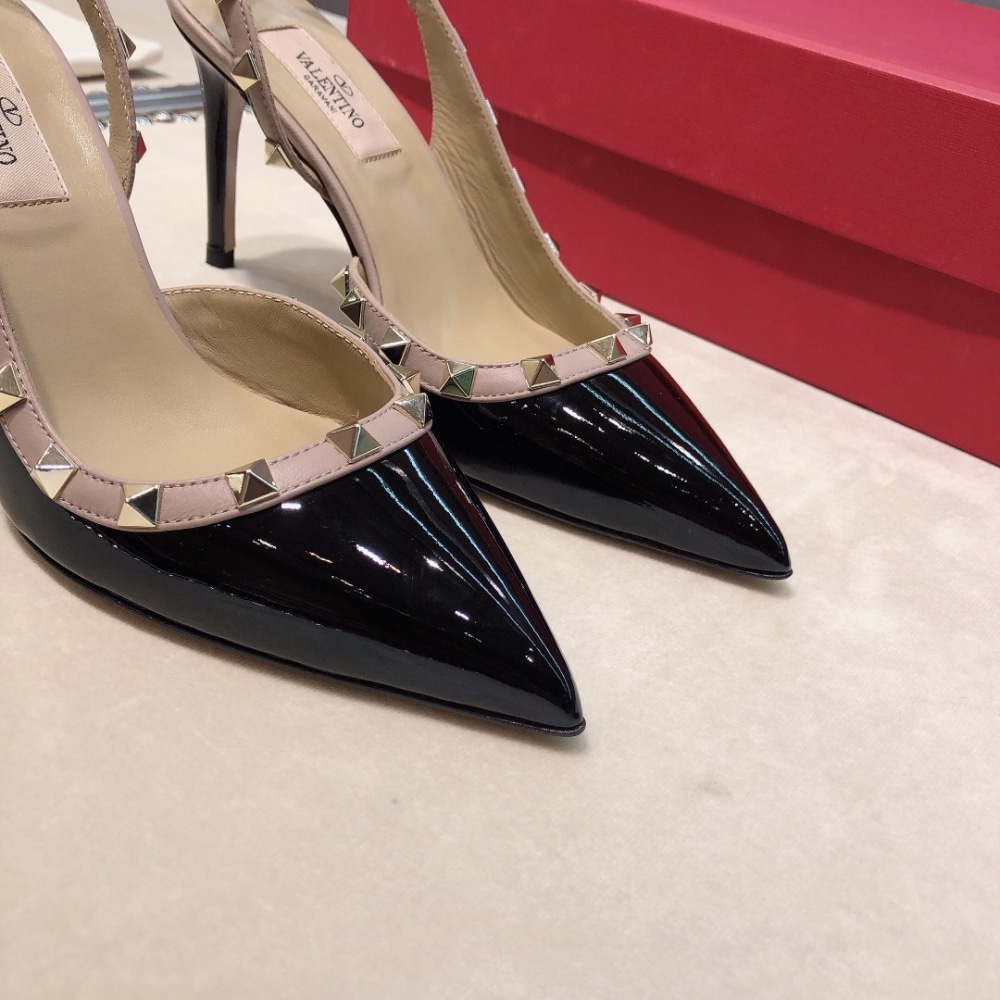Valentino Garavani Rockstud Slingback Pump Patent Leather Black 85mm - Image 3