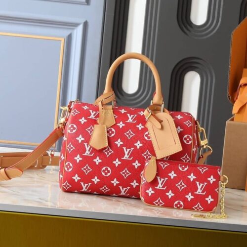Alternative view of Louis Vuitton Speedy P9 Bandoulière 25 Monogram Canvas Handle Bag Red 25Cm M24425