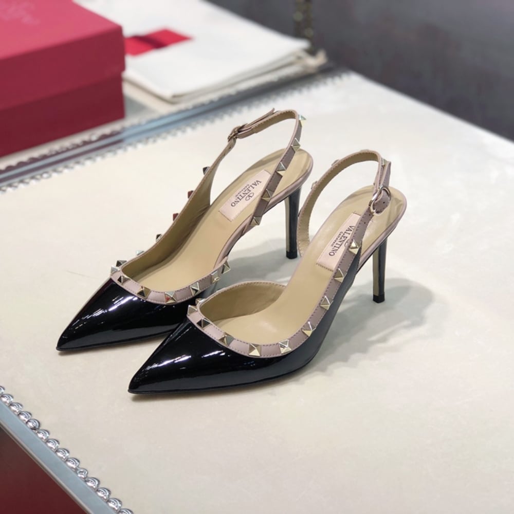 Valentino Garavani Rockstud Slingback Pump Patent Leather Black 85mm - Image 2