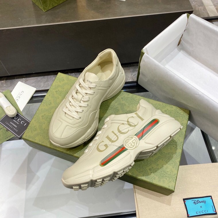 Gucci Women's Rhyton Leather Sneaker Ivory 528892 Drw00 9522 - Image 6