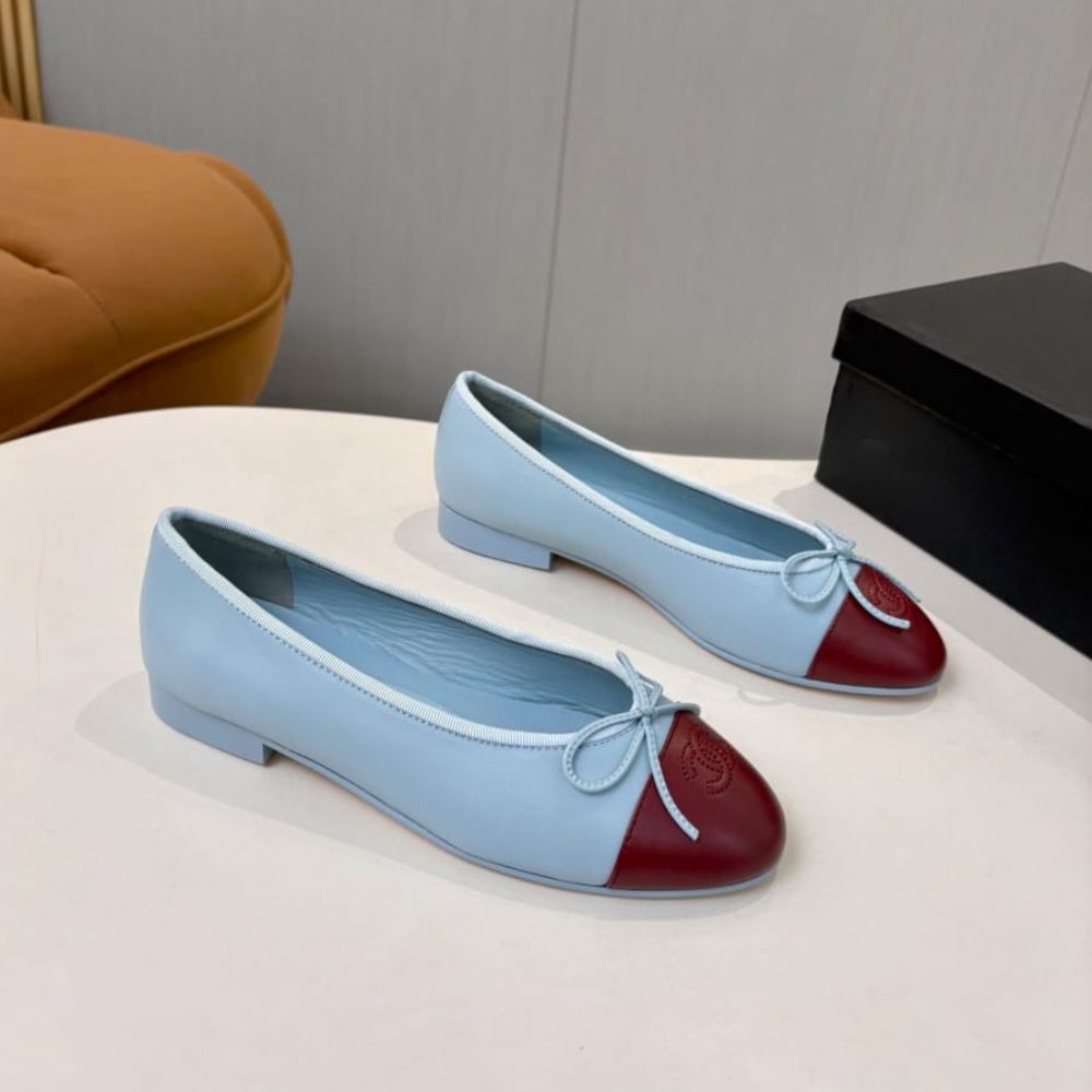 Chanel Ballet Flats Blue Maroon - Image 2