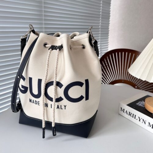 Alternative view of [Super Vip 1:1] Gucci Mini Shoulder Bag With Print Cotton Linen Canvas Black 23Cm