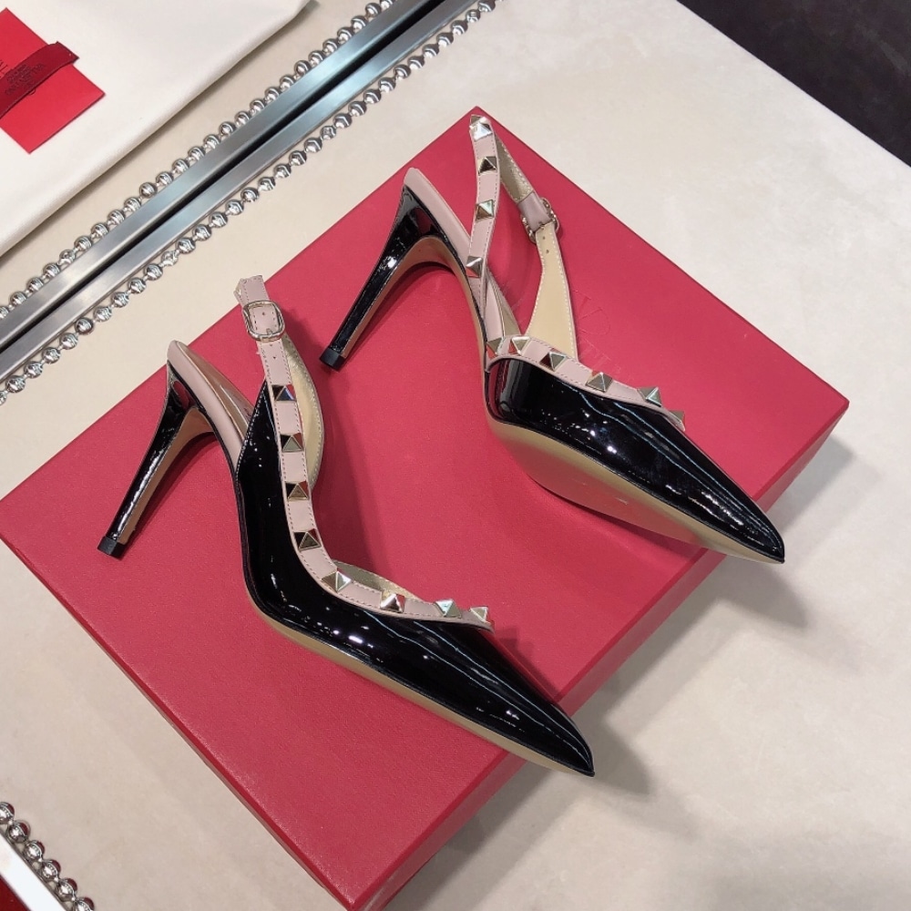 Valentino Garavani Rockstud Slingback Pump Patent Leather Black 85mm - Image 8