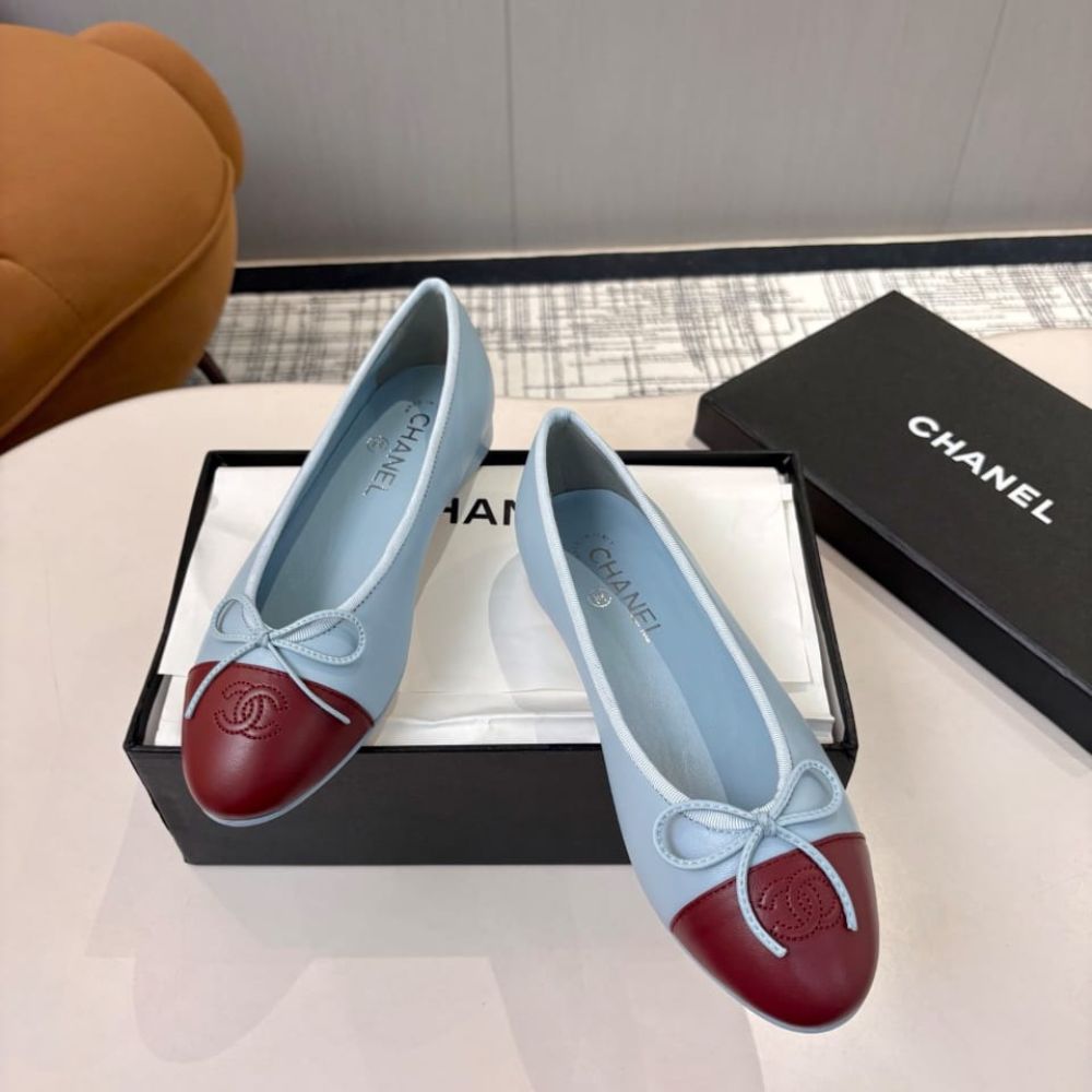 Chanel Ballet Flats Blue Maroon - Image 4