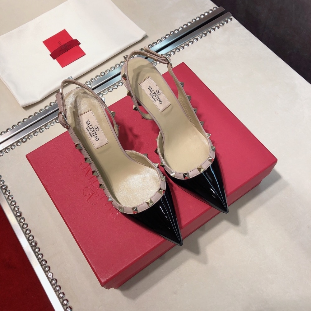 Valentino Garavani Rockstud Slingback Pump Patent Leather Black 85mm - Image 9