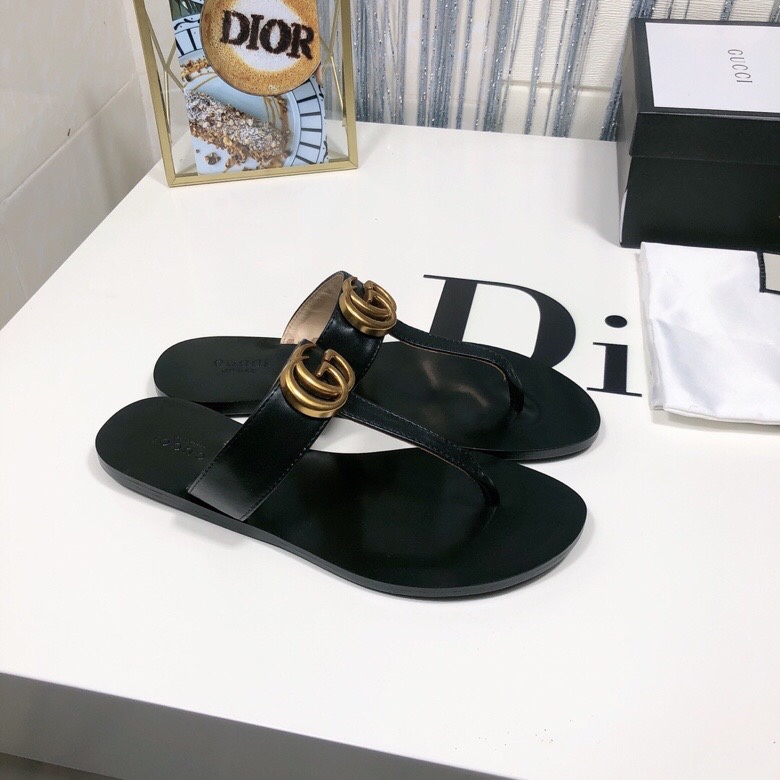 Gucci Leather Thong Sandals Black 497444 A3N00 1000 - Image 3