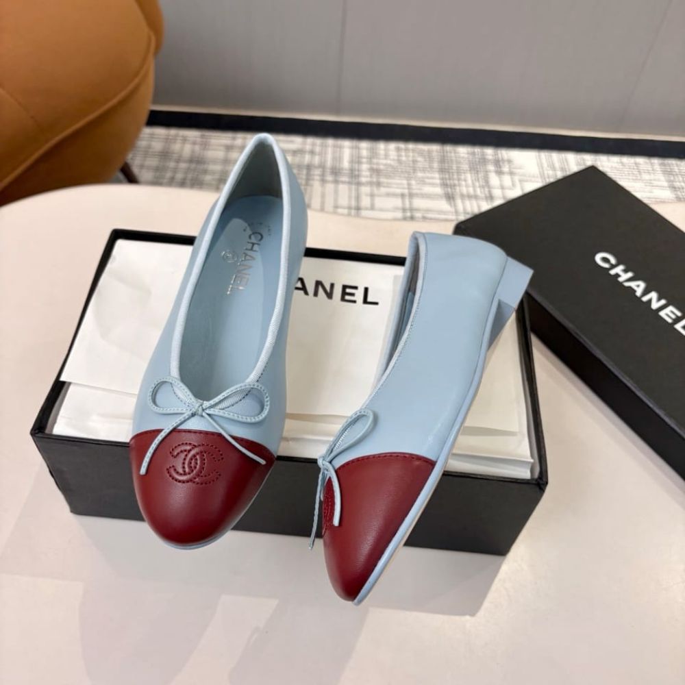 Chanel Ballet Flats Blue Maroon - Image 7
