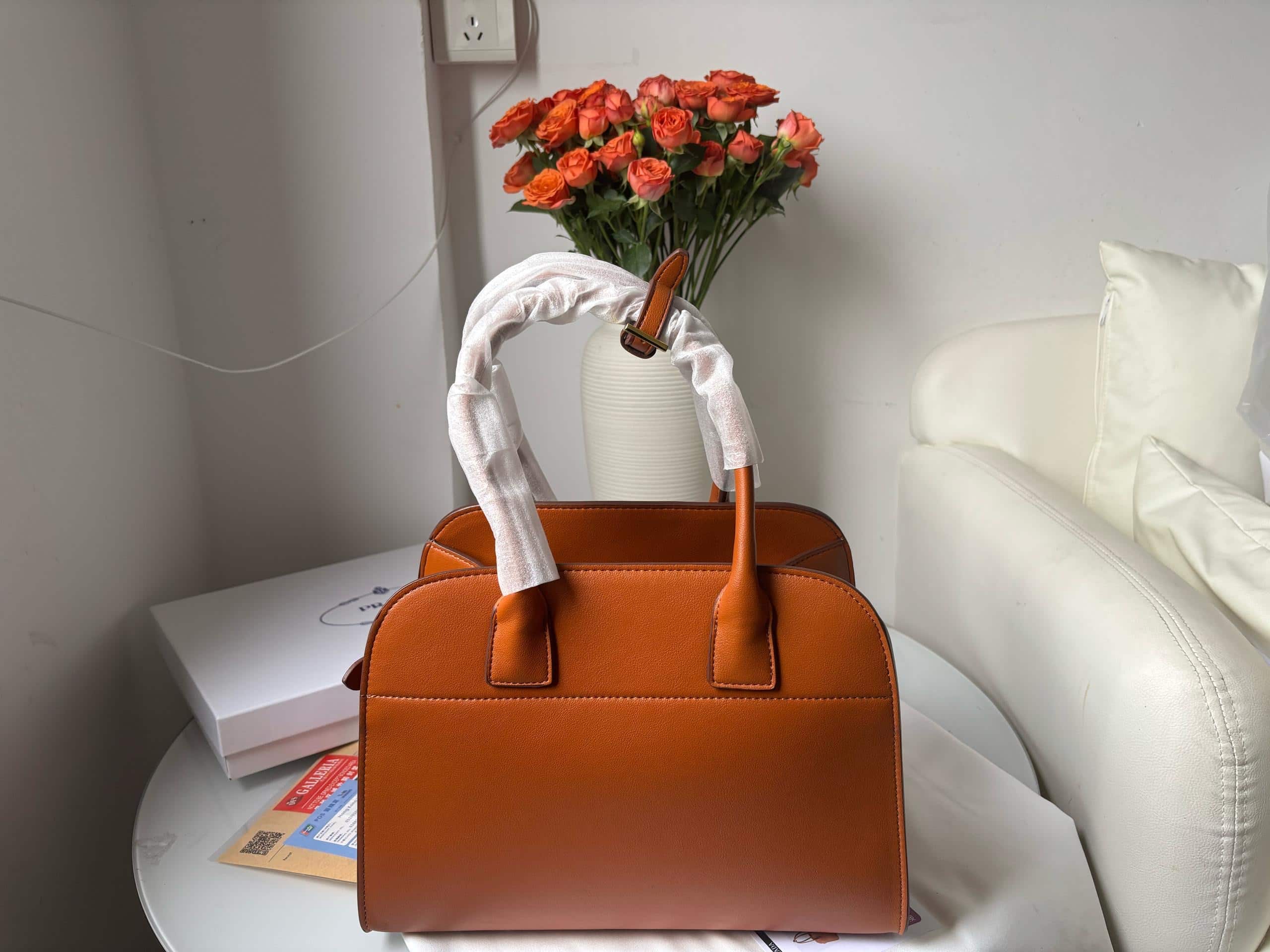 Prada Medium Leather Tote Bag Dark Orange 32Cm 1Bg517 2Cys F03Bh V Ooo - Image 4