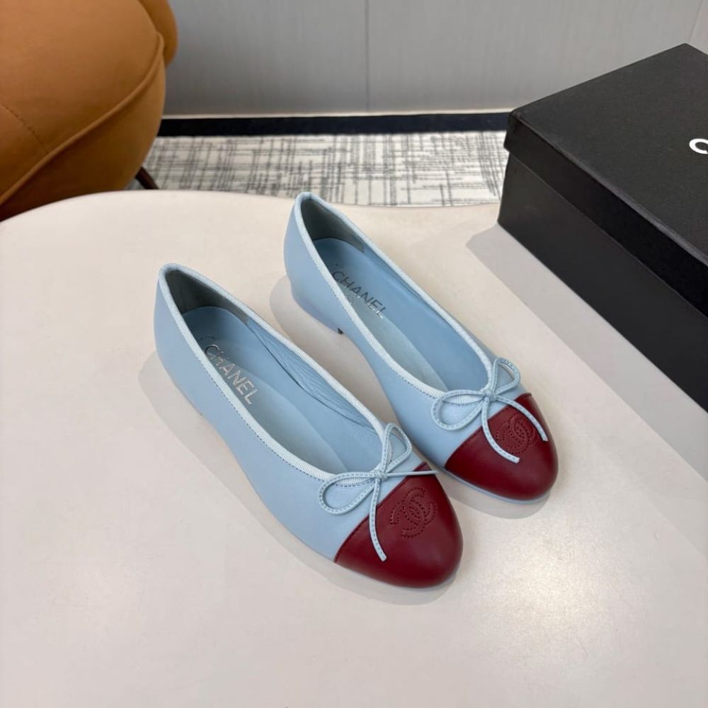 Chanel Ballet Flats Blue Maroon - Image 3