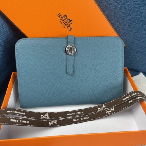 Alternative view of Hermes Dogon Duo Long Wallet Blue 20Cm