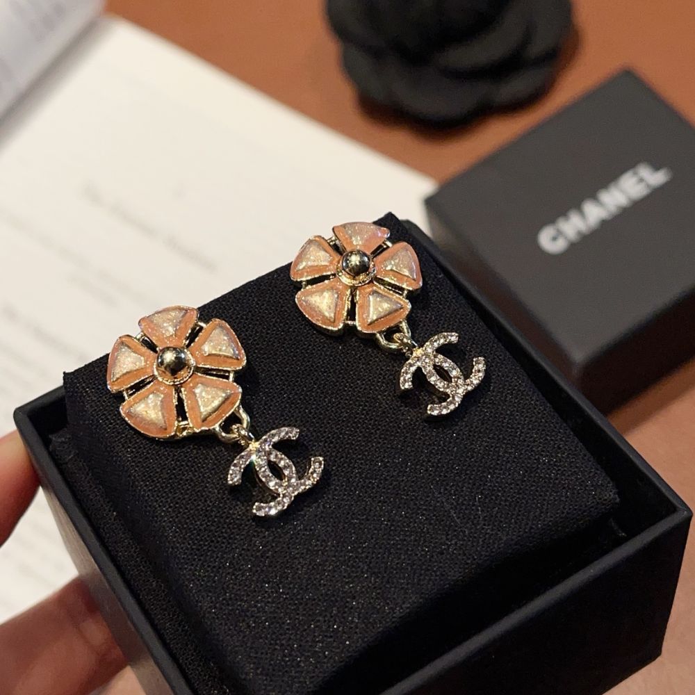 Chanel CC Logo Pink Flower Earrings Gold ABG900 B22986 U6099 - Image 7