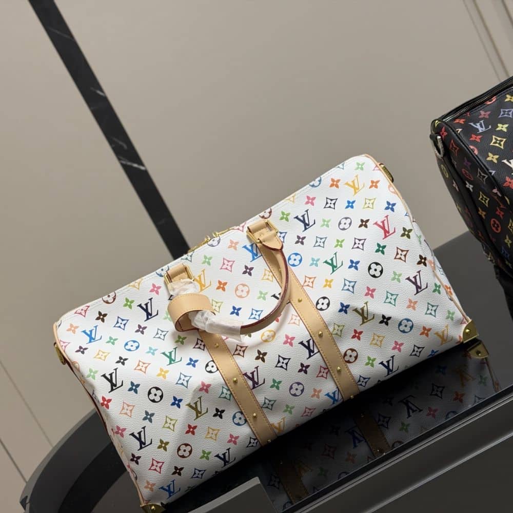 Louis Vuitton X Takashi Murakami Keepall Bandoulière 45 Monogram Canvas Shoulder Bag White Multicolored 45cm M13742 - Image 3
