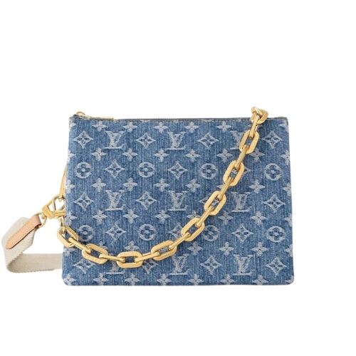 Louis Vuitton Coussin PM Monogram Denim Handle Bag Navy Blue 26Cm M24564