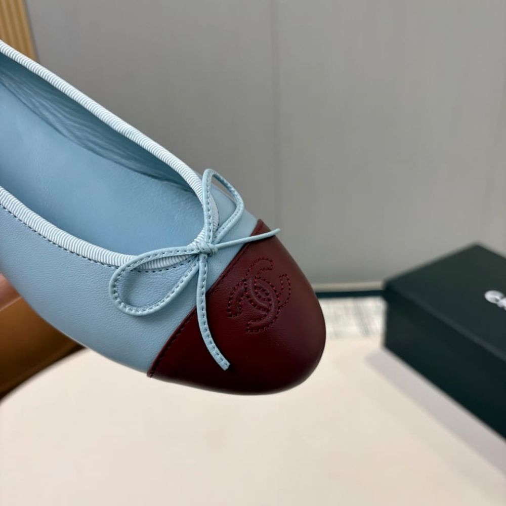 Chanel Ballet Flats Blue Maroon - Image 9