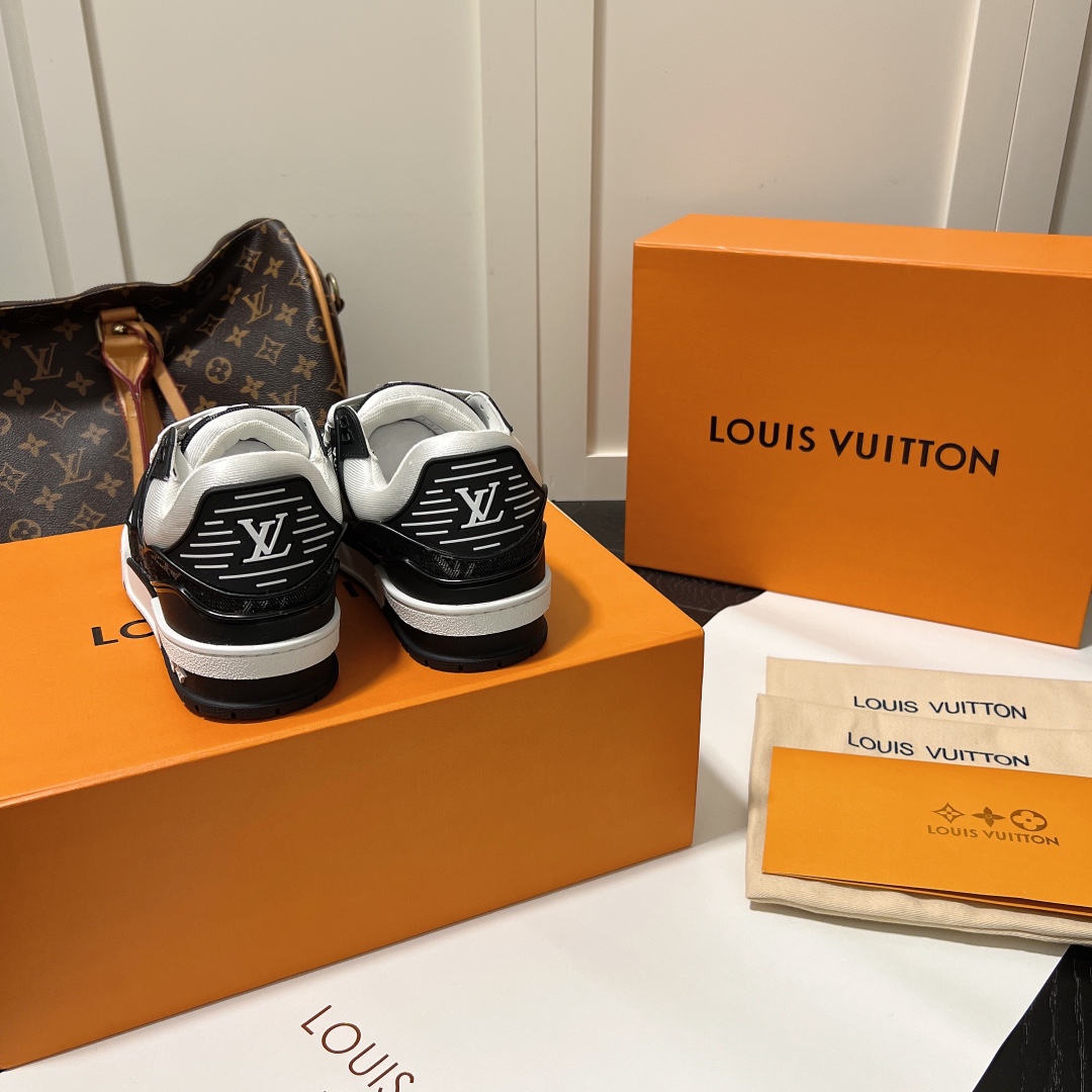 Louis Vuitton Trainer Monogram Denim Sneaker Black And White 1A9Jgb - Image 6