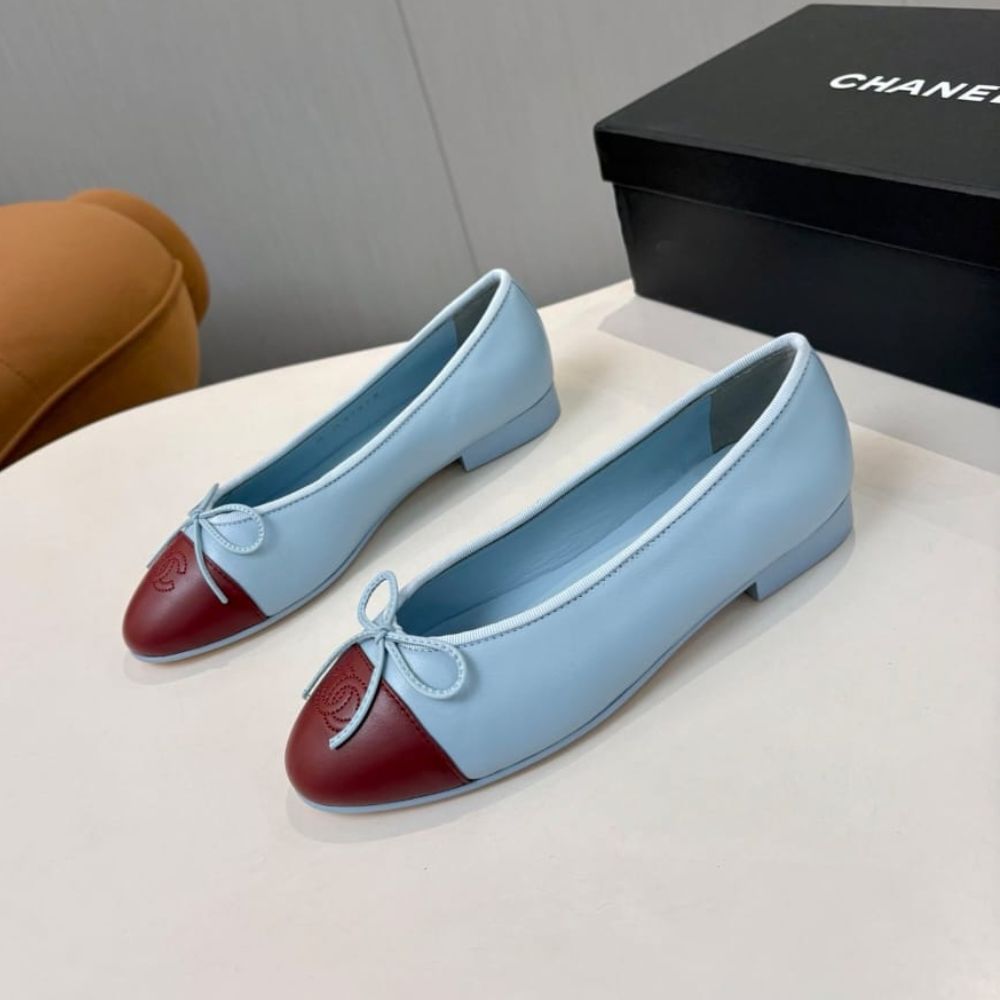 Chanel Ballet Flats Blue Maroon - Image 5