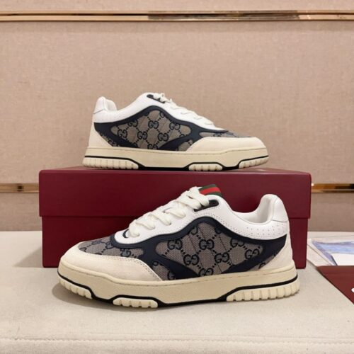 Alternative view of Gucci Women's Re Web GG Canvas Sneaker Beige And Blue ‎787476 Aadhw 9552