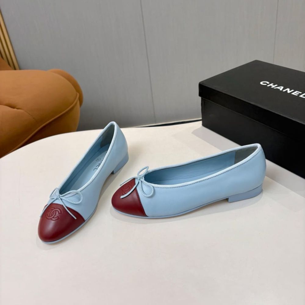 Chanel Ballet Flats Blue Maroon - Image 6