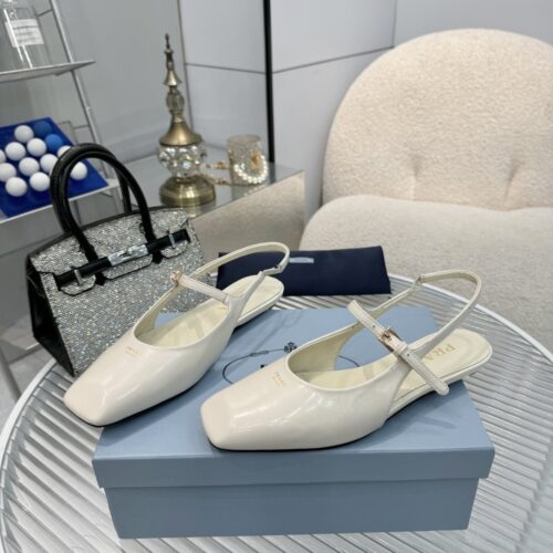 Alternative view of Prada Patent Leather Slingback Ivory 1F828N 069 F0304 F 015