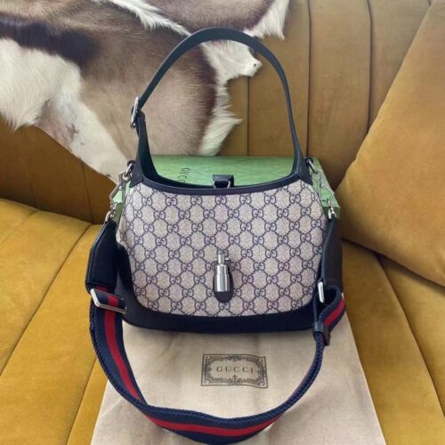 Alternative view of Gucci Jackie 1961 Small GG Supreme Canvas Shoulder Bag Beige And Blue 28Cm 678843 96IWN 4076