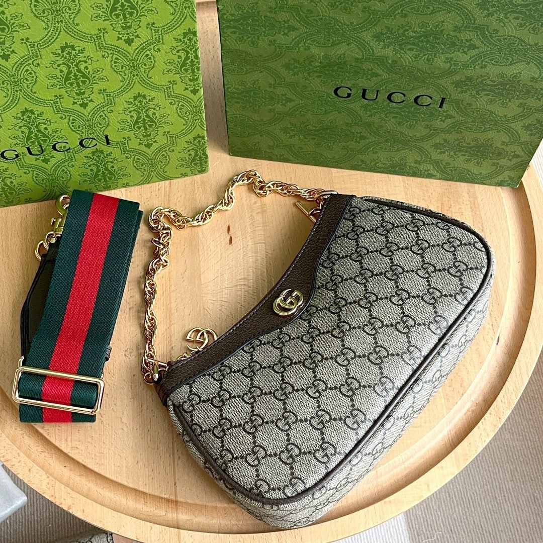 Gucci Ophidia Small GG Supreme Canvas Shoulder Bag Beige And Dark Brown 25Cm 735132 FABLE 9442 - Image 5