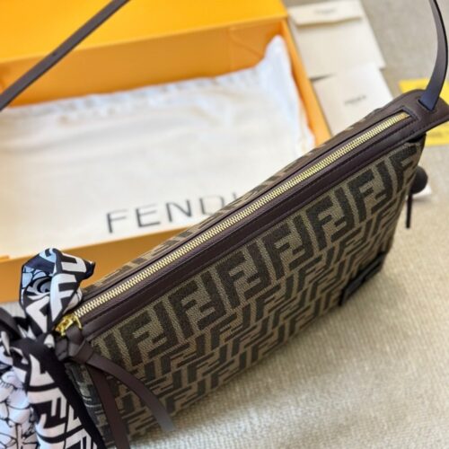 Alternative view of Fendi Simply Medium FF Jacquard Fabric Shoulder Bag Brown 27Cm 8BR829AFPMF1GL7