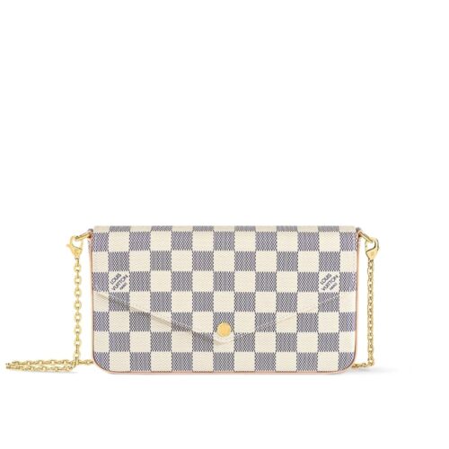 Louis Vuitton Félicie Pochette Damier Azur Crossbody Bag Pink 21cm N63106