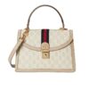 Gucci Ophidia Medium GG Supreme Canvas Top Handle Bag Beige And White 25Cm 651055 UULAG 9682