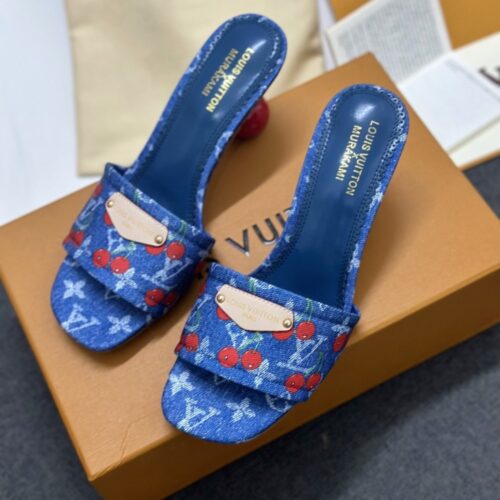 Alternative view of Louis Vuitton X Takashi Murakami Lily Denim Mule Blue 1Ahltf