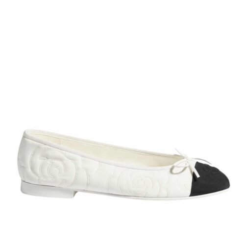 Chanel Ballerina Embroidered Fabric And Grosgrain White Black G02819 B21026 U1898