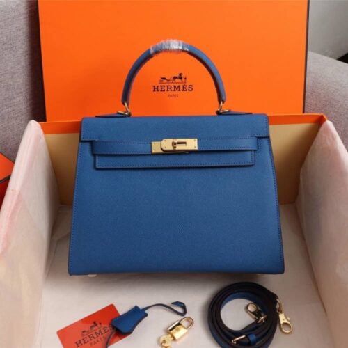 Alternative view of Hermes Kelly Sellier 25 Epsom Gold-tone Hardware Handbag Dark Blue 25Cm