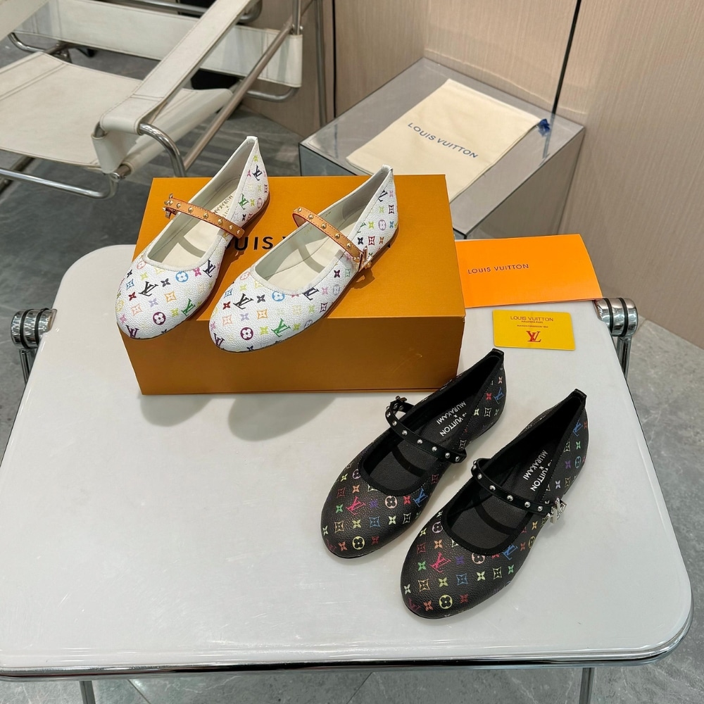 Louis Vuitton X Takashi Murakami Romy Flat Monogram Canvas Ballerina Black Multicolored 1agvc3 - Image 8