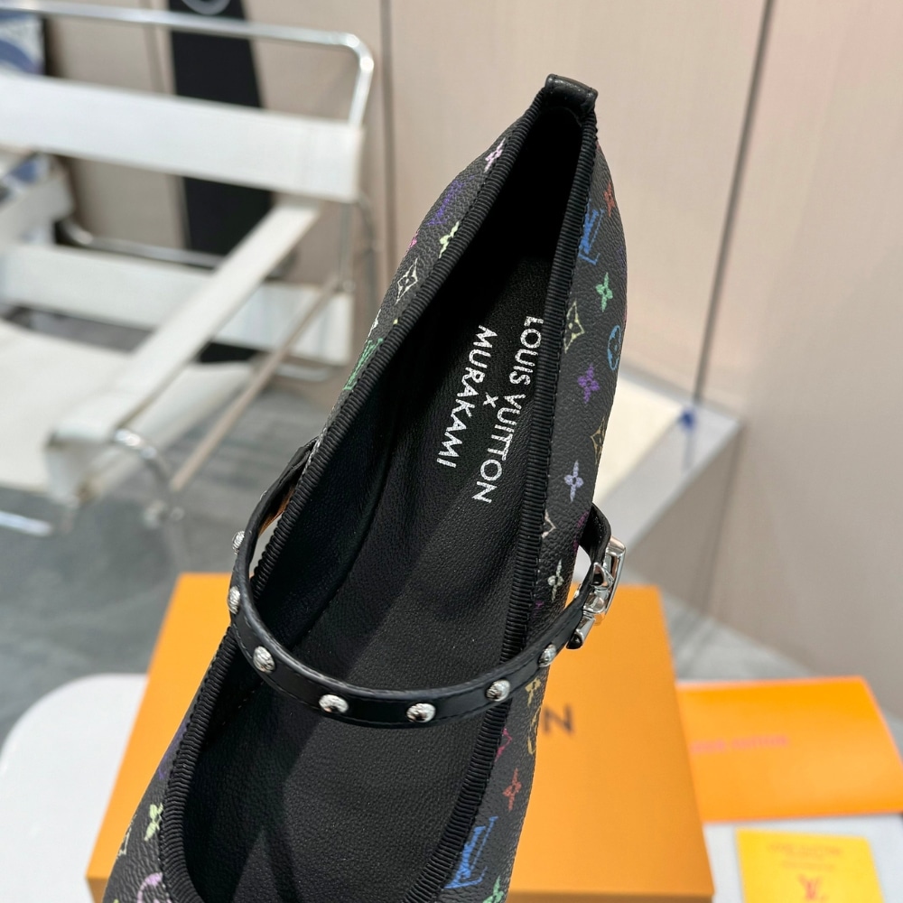 Louis Vuitton X Takashi Murakami Romy Flat Monogram Canvas Ballerina Black Multicolored 1agvc3 - Image 7