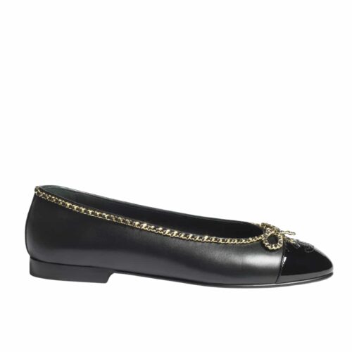Chanel Ballerina Flat Smooth Leather And Patent Black G46663 B21588 94305