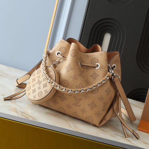 Alternative view of Louis Vuitton Bella Mahina Perforated Leather Bucket Bag Arizona Pink Brown 22Cm