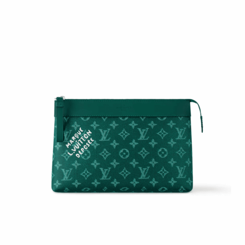 Louis Vuitton Pochette Voyage Souple Monogram Heritage Clutch Bag Green 21Cm M12665