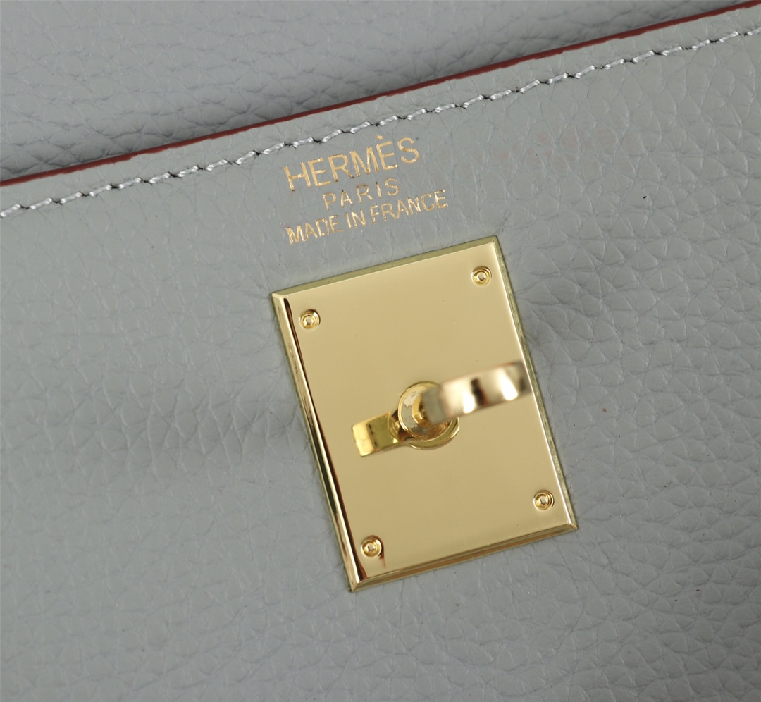 Hermes Kelly Sellier Epsom Gold Hardware Handbag Grey 25Cm - Image 5
