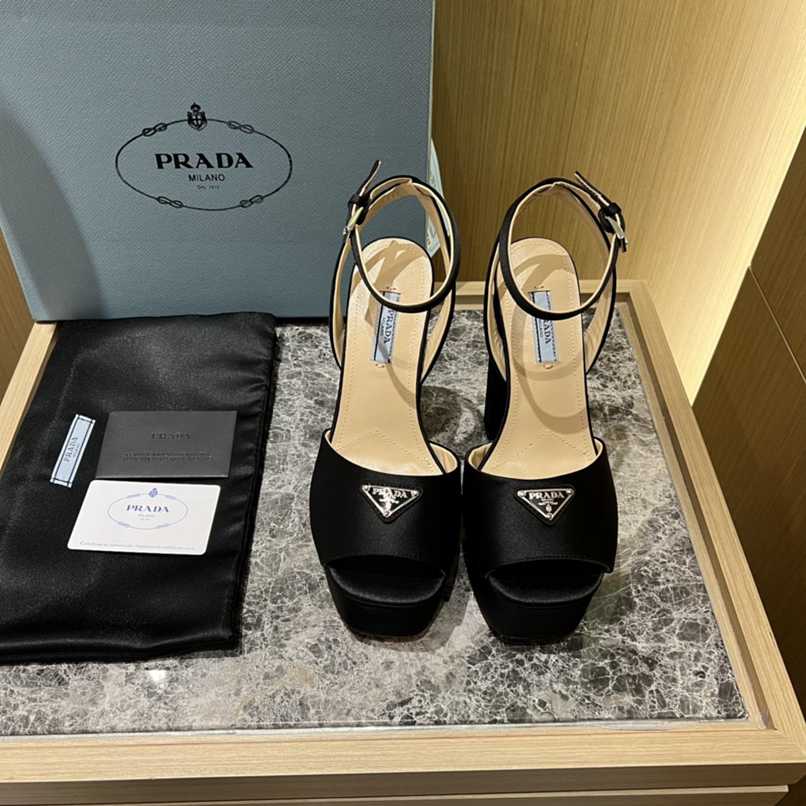 Prada High Heeled Satin Sandals Black 1Xp48B 049 F0002 F 135 - Image 2