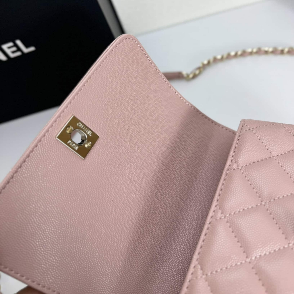 Chanel Coco Handle Mini Grained Leather Flap Bag Pink 19cm - Image 6