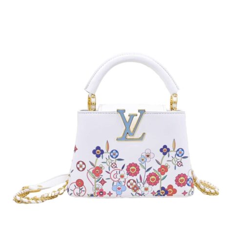Louis Vuitton X Takashi Murakami Capucines Mini Monogram Multicolore Top Handle Bags White 21cm M14165