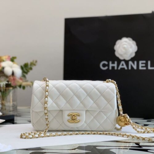 Alternative view of Chanel Pearl Crush Mini Smooth Leather Flap Bag White 20cm AS1787 B02916 10601