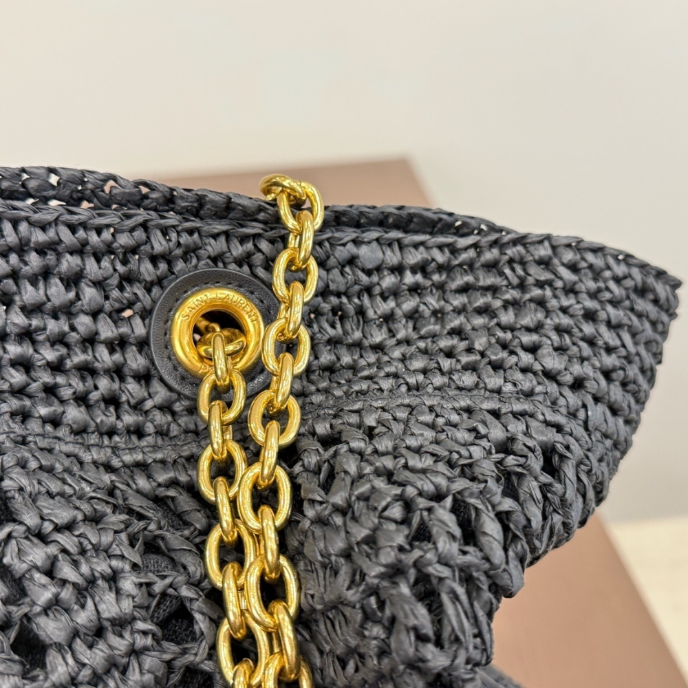 Saint Laurent Jamie Shopping In Raffia Black 35Cm - Image 7