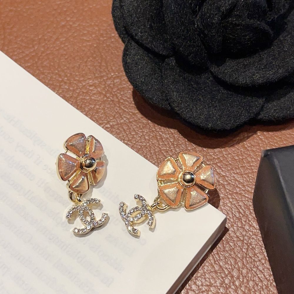 Chanel CC Logo Pink Flower Earrings Gold ABG900 B22986 U6099 - Image 8